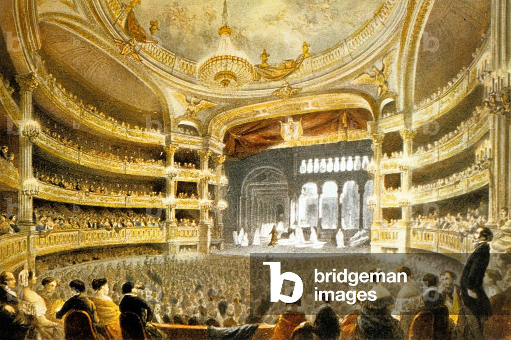 The former opera house, Paris (rue Le Peletier), engraving, c. 1831