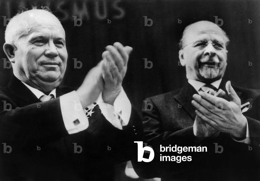 6th congress of German communist party : Nikita Khroutchev and Walter Ulbricht on January 22, 1963