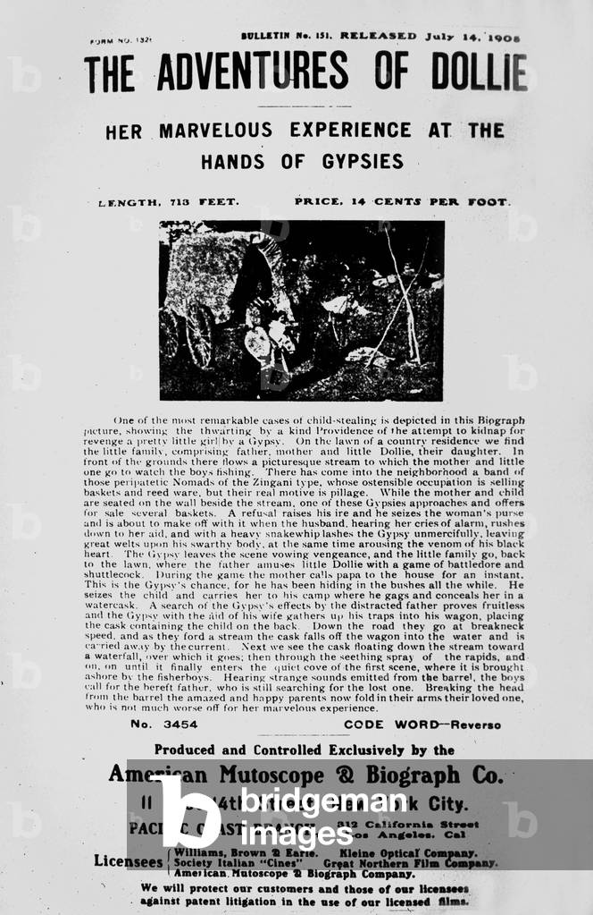 Flyer of the first film Griffith 1908