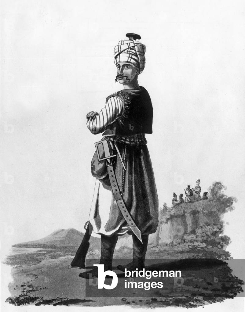 A janissary of ottoman empire army, drawing, 19th century