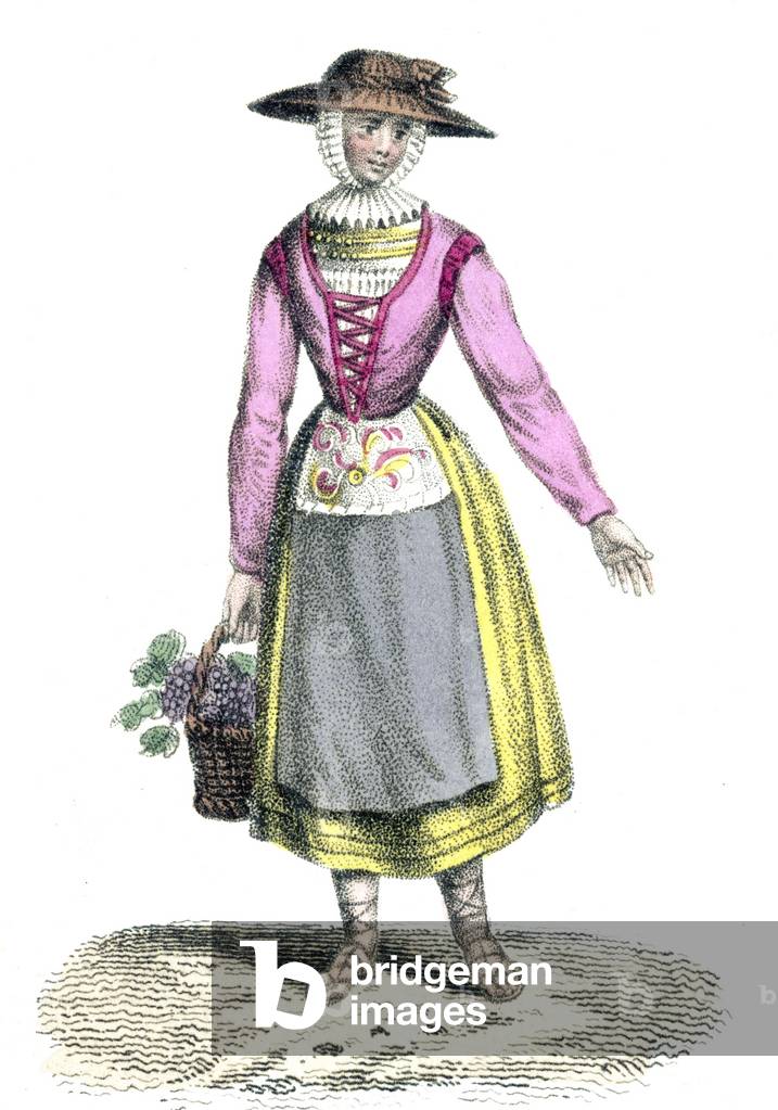 A peasant woman, island of Ibiza, Spain, 1830, engraving
