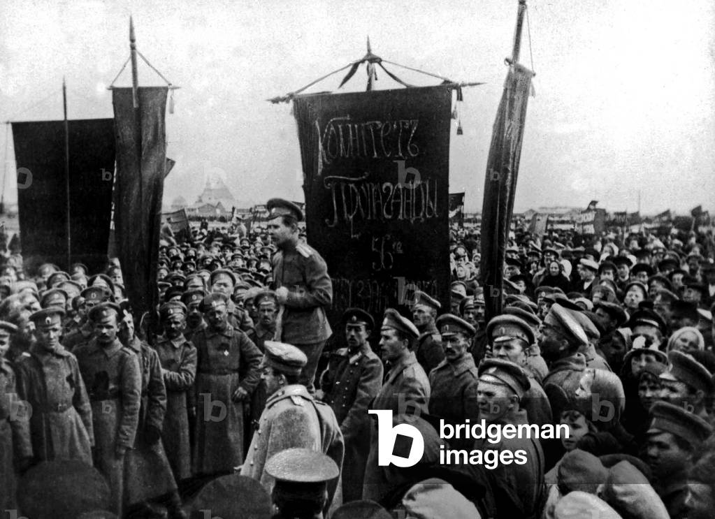 Moscow Hodinskoe pole field Meeting of soldiers during russian revolution 1917