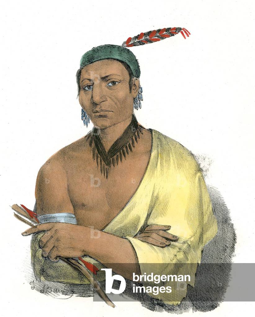 O-wan-ich-koh, or the Little Elk, a Winnebago (Ho-Chunk) Chief, engraving, 1835