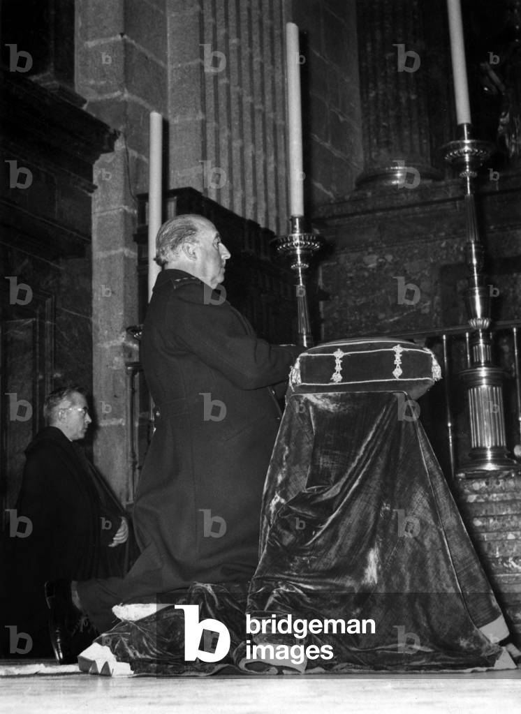 General Francisco Franco during a mass for Jose Antonio Prima de Rivera (dead on November 20, 1936) in Madrid on November 20, 1956