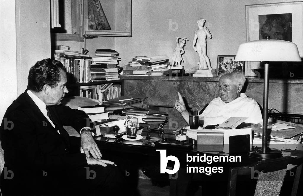 Journey of American President Richard Nixon in Israel here with David Ben Gourion lAugust 9, 1966