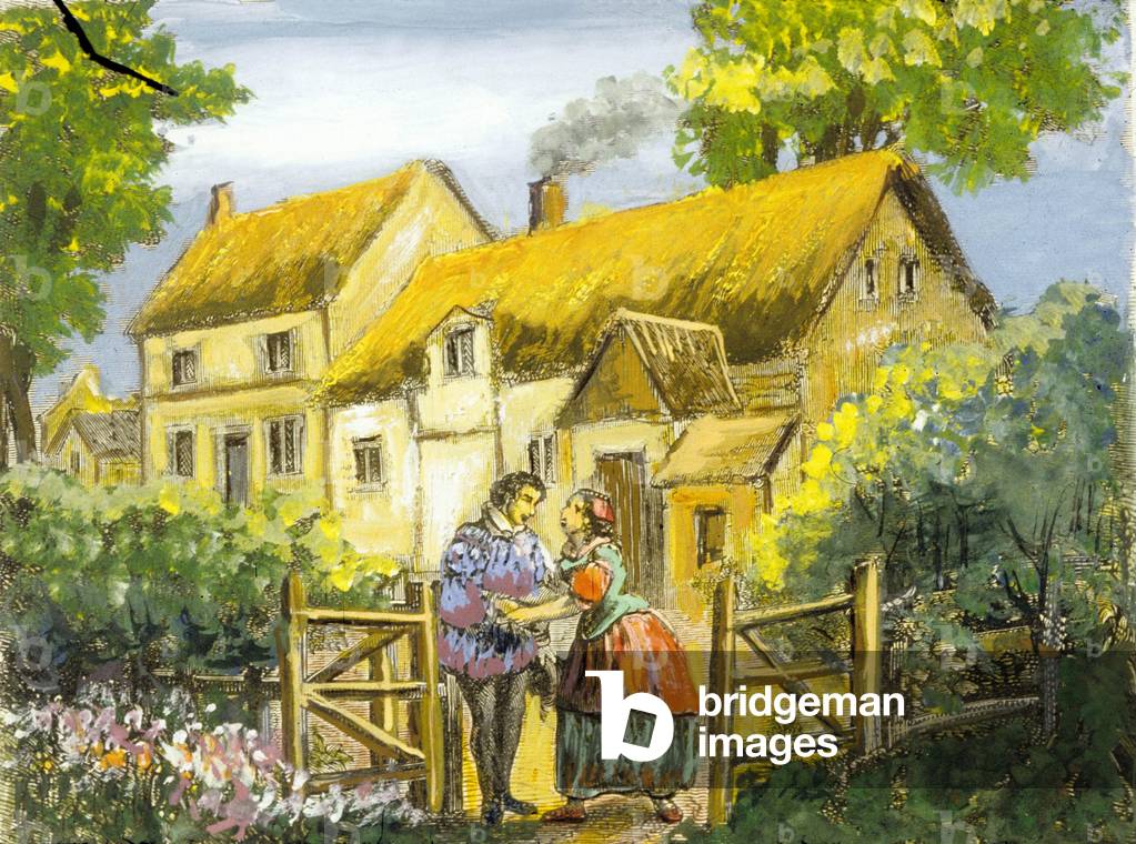 William Shakespeare and Anne Hathaway (colour litho)