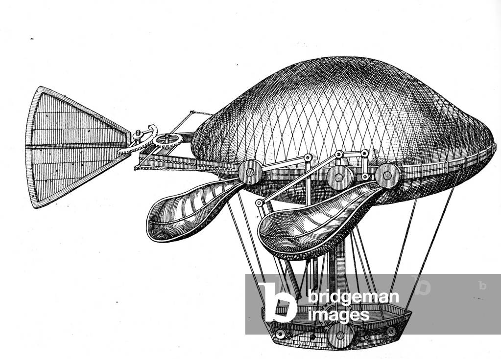 Ferdinand Lagleize's Airship, 1853 (engraving)