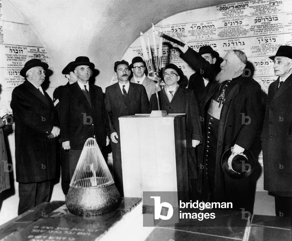 Cardinal Eugene Tisserant January 7, 1964 during pilgrimage in Israel , deleguated by popePaulVI, for paying homage to the victims of the Shoah