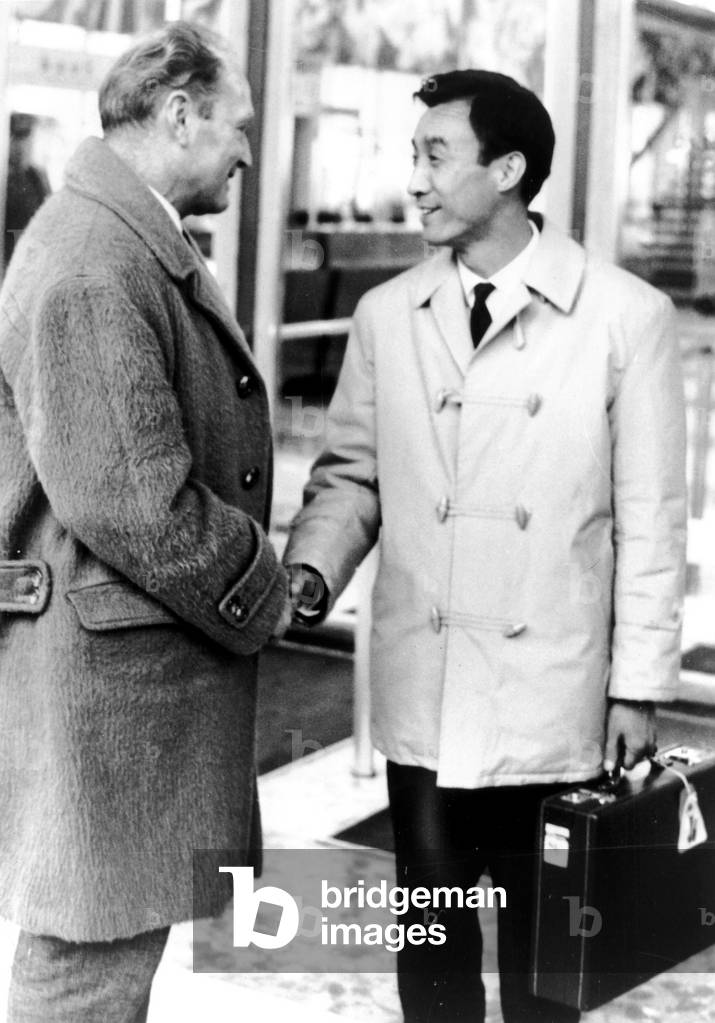 Lobsang Samden, brother of DaliLama with Heinrich Harrer Austrian mountaineer in Vienna January 14, 1964