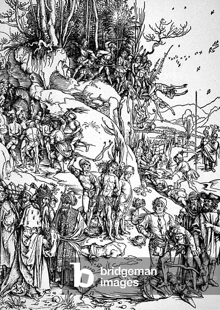 The martyrdom of the 10000 christians, engraving by Albrecht Durer, 1508