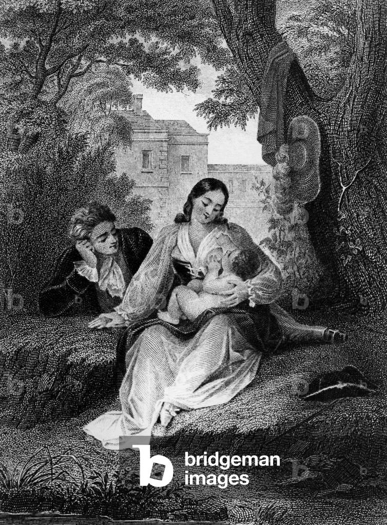 Emile: or, On Education, treatise by Jean Jacques Rousseau, engraving after Achille Deveria, 1852