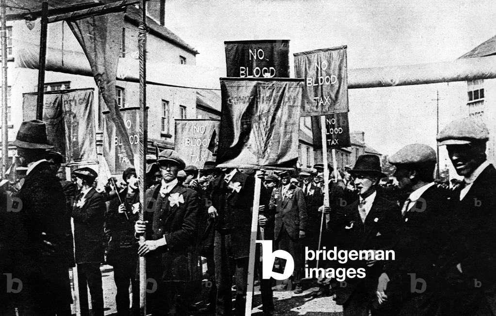 Irish people demonstrating against conscription, June 1918
