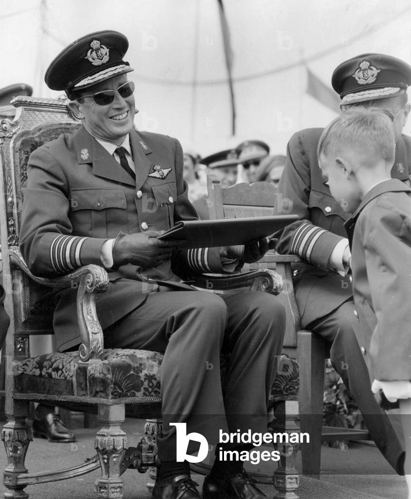 King Baudouin 1st of Belgium during air meeting in Brustem