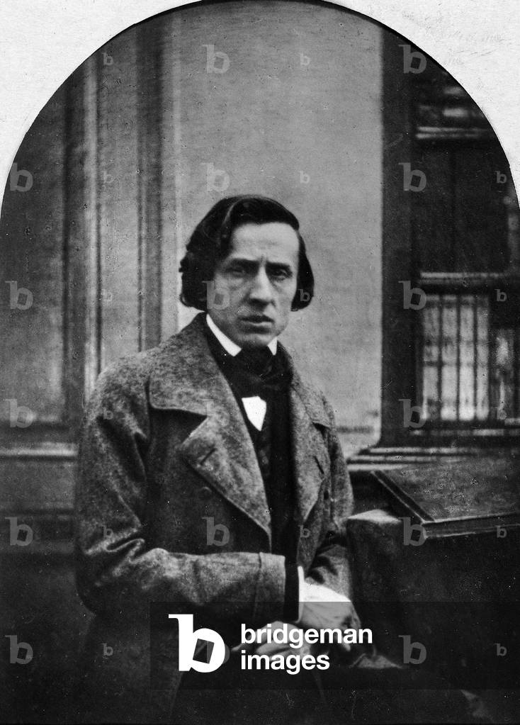 Polish composer and pianist Frederic Chopin, 1849 (b/w photo)