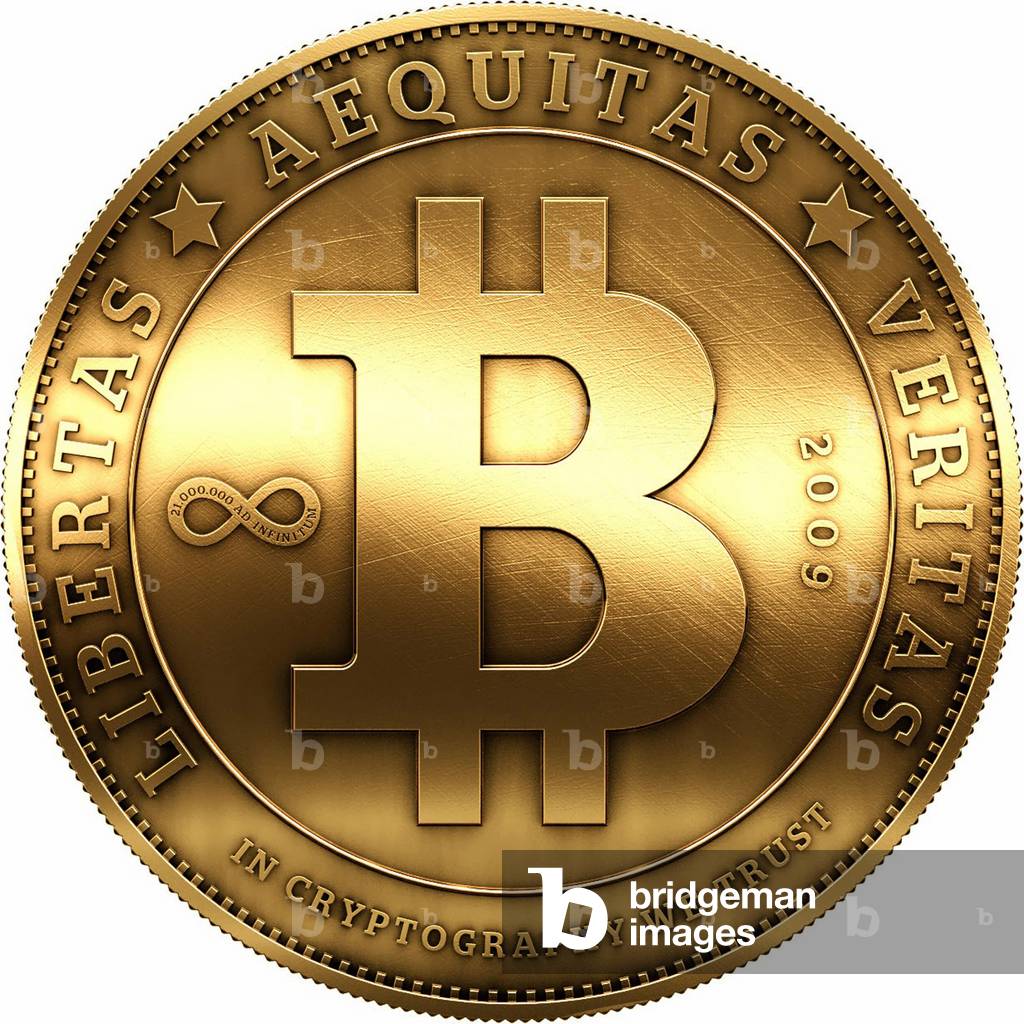 A Bitcoin (a peer-to-peer payment system developed in 2009 by Satoshi Nakamoto)
