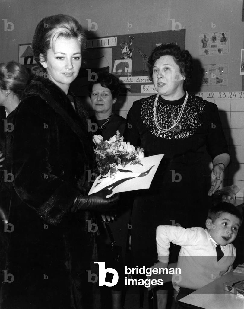 Princess Paola (Paola Ruffo di Calabria, future Queen of Belgians) visiting disabled children in an institute near Brussels, January 15, 1963