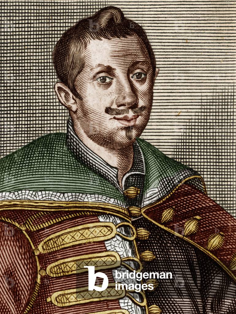 Count Ferenc Nadasdy (1555-1604) Hungarian nobleman, engraving, colourized document