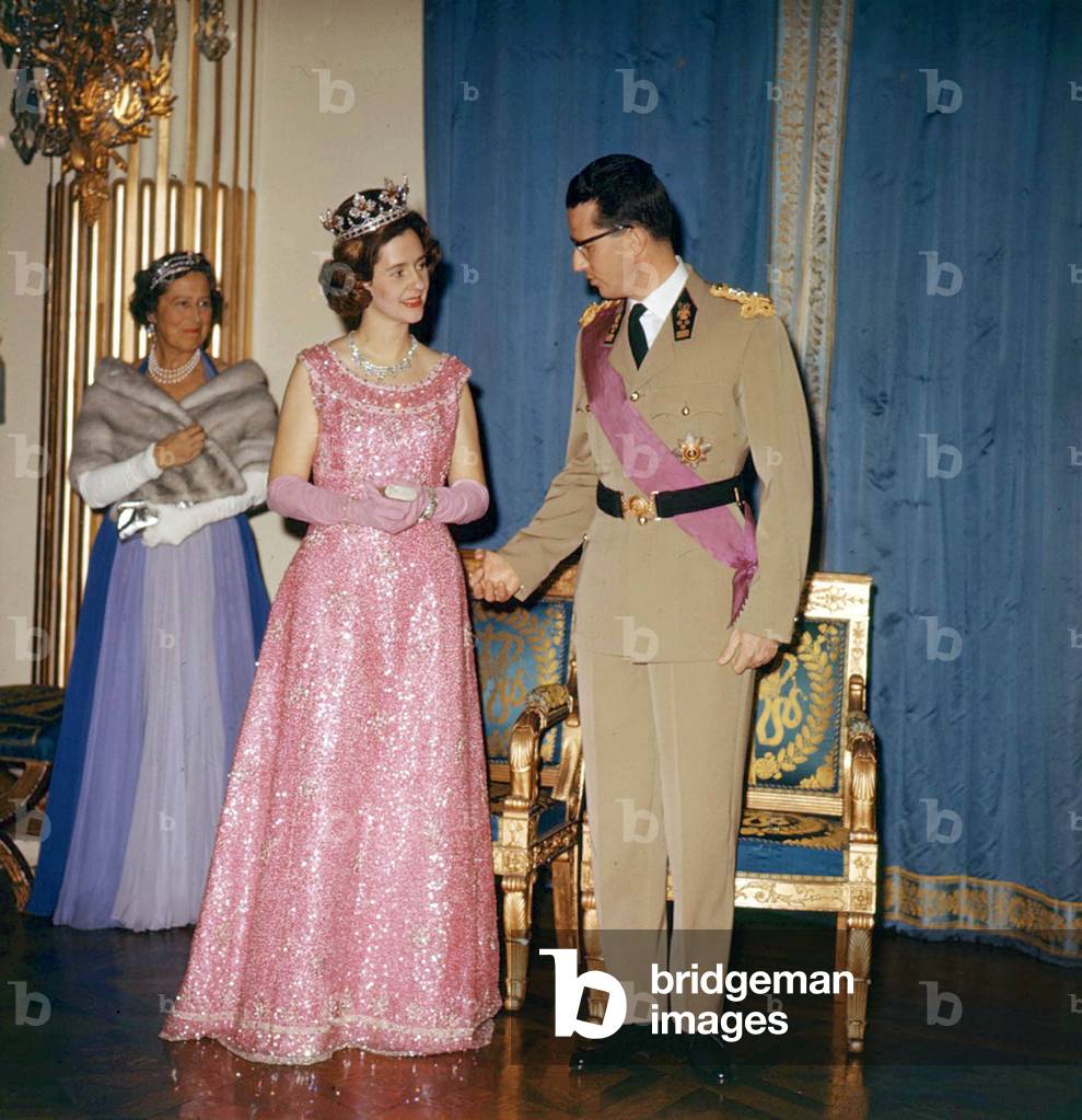 Queen Fabiola ang King  Baudouin 1st of Belgium atRoyal Palace of Brussels, January 23, 1963