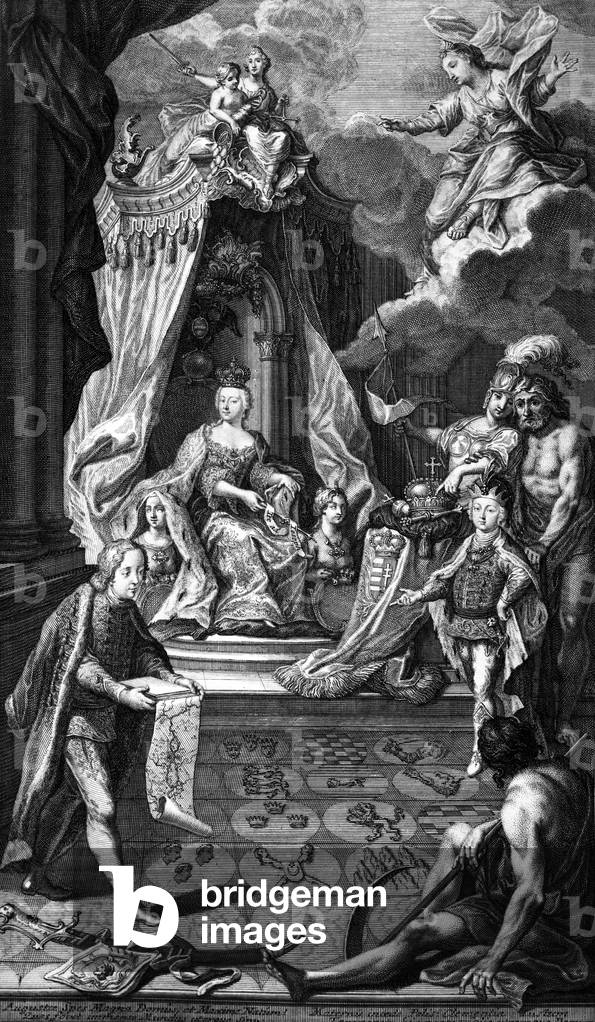 Maria Theresia (1717-1780) empress of Austria (1740-1780), Queen of Hungary (1741-1780) and Bohemia (1743-1780) wife of emperor Francois-1st of Hasburg-Lorraine, mother of MarieAntoinette, engraving