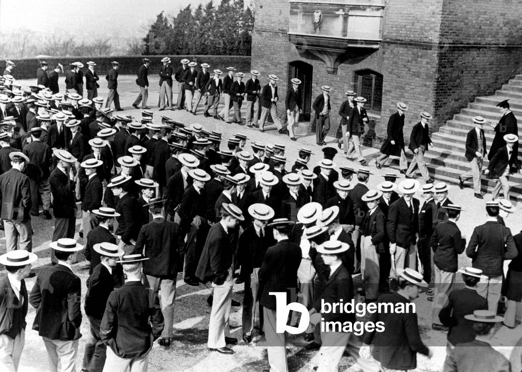 Morning Call at Harrow school, c.1928 (b/w photo)