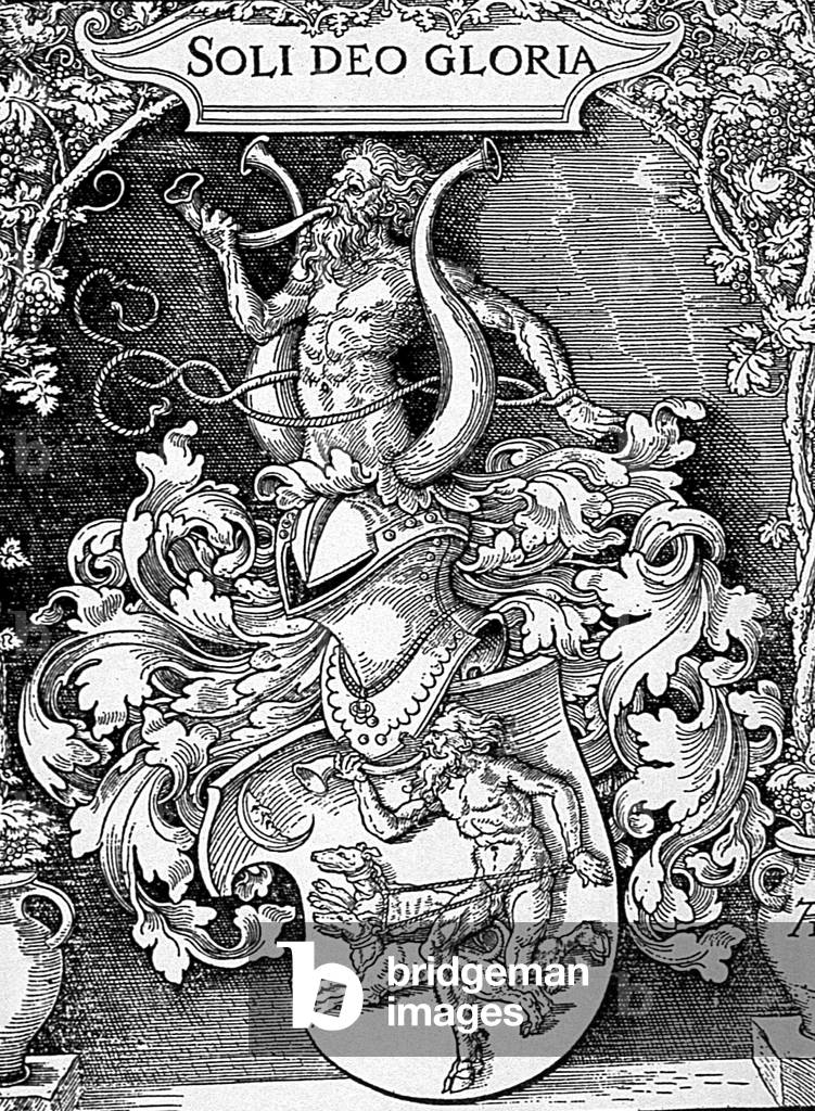 device and arms of Johann Tschertte, engraving by Albrecht Durer, 1521