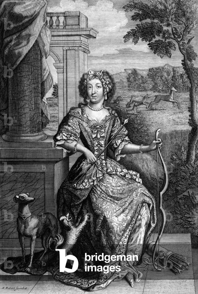 Elisabeth Charlotte of Bavaria (1652-1722) nicknamed Liselotte, Princess of the Palatinate, in 1671 she became the Duchess of Orleans, second wife of Duke PhilippeOfOrleans, engraving