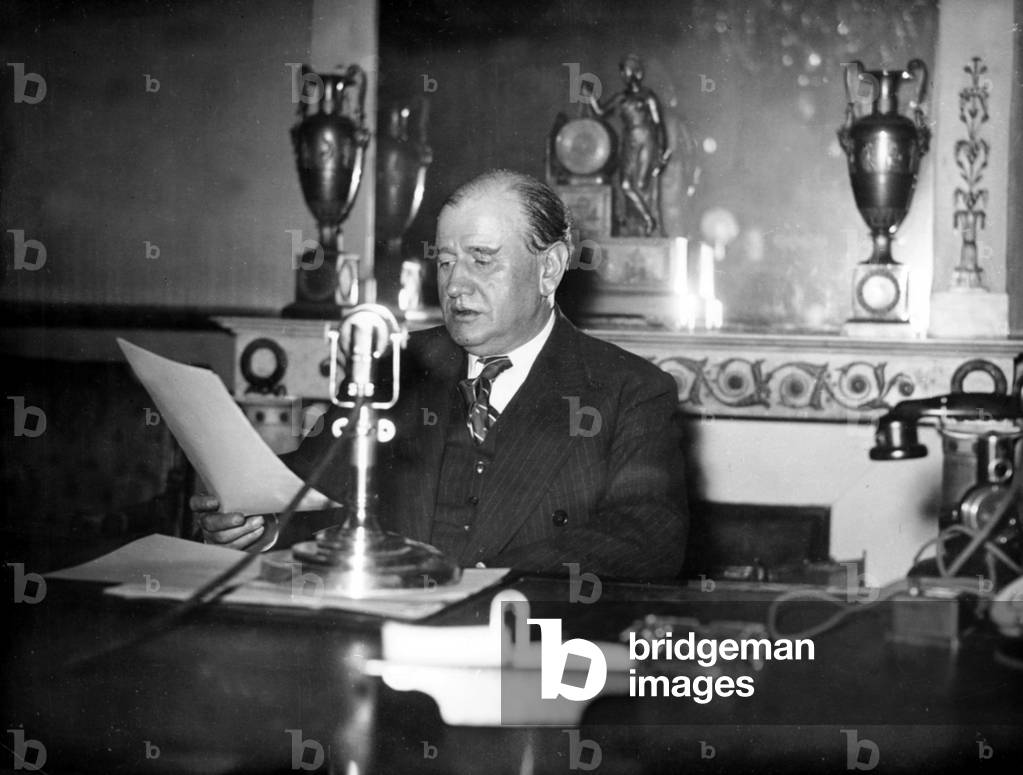 speech of French Prime Minister Edouard Daladier in 1939 at that time he held concurrently les duties of Prime Minister (in 1938-1940), of minister of Defence (in 1936-1940) and of minister of Foreign Affairs (in 1939-1940)