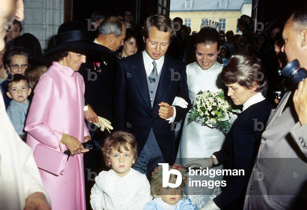 Wedding of prince Philip of Liechtenstein with Isabelle de l'Arbre on September 11, 1971 in Brussels
