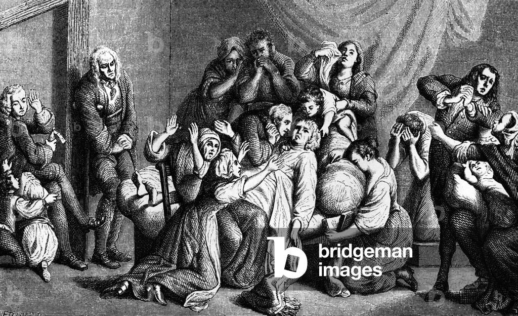 Last hour, after an eighteenth century print. Drawing by E.Loray