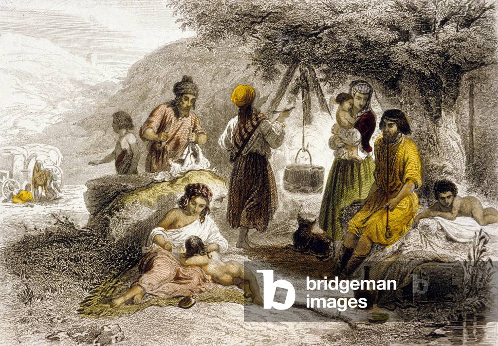 Bohemians, Russia (colour engraving)