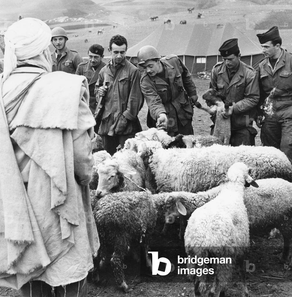 Conscripts and instructors of 19th military division in south of Constantine (Algeria) December 1955 (war of Algeria)