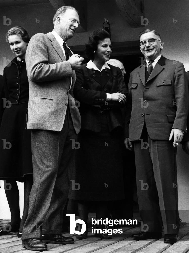 Princess Marie-Gabriella of savoy (l) at house-warming party of former King  Leopold III of Belgium and his 2nd wife Liliane de Rethy (Lilian Baels) in Hinterisse, Austria, November 30, 1959