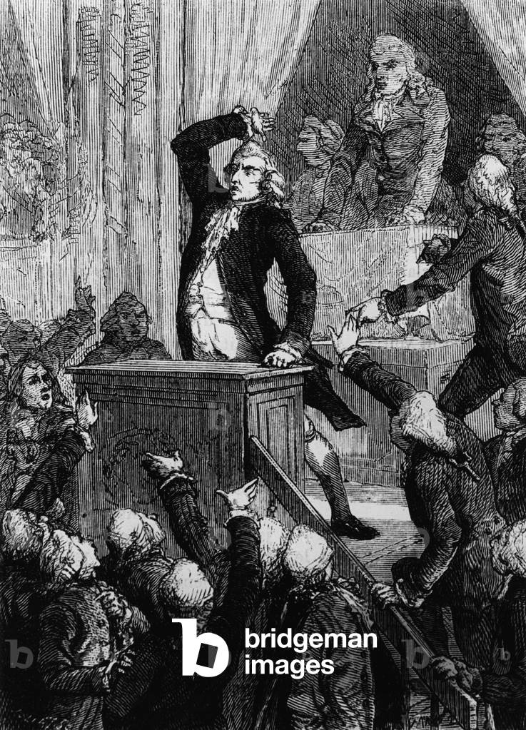 Jean Denis Lanjuinais (1753-1827) French jurist and politician, here at tribune, 1793, engraving