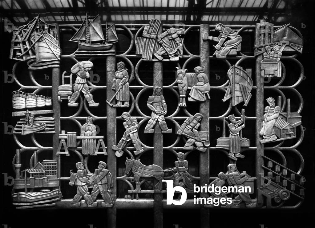 Decorative Panel by Oscar Jespers, The Belgian Pavilion, Paris World Fair, 1937 (copper)