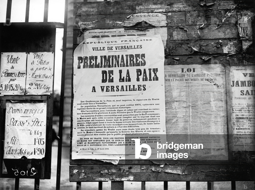 April 17, 1919 poster related to the Versailles peace treaty which is going to be signed