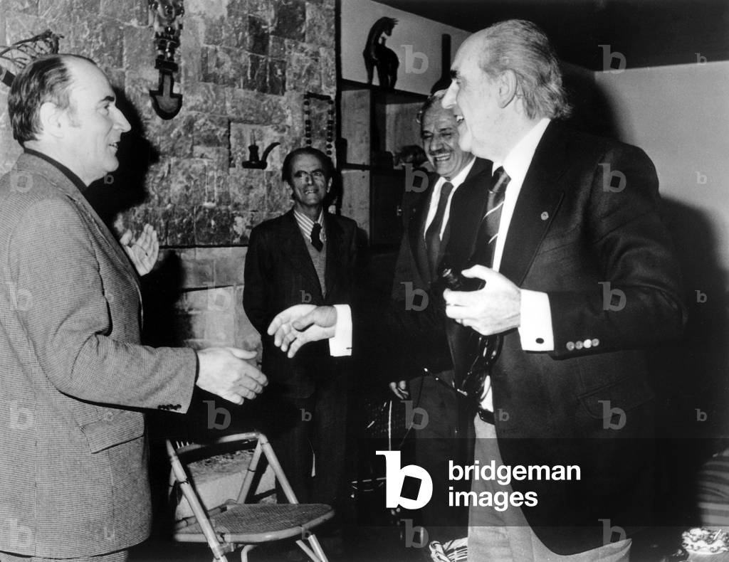 French socialist politician Mitterrand during trip to Greece where he met greek politician Andrea Papandreou