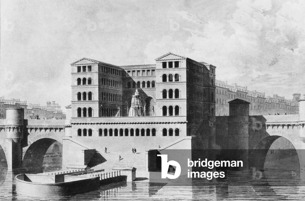 Project of thermal baths on the Cite in Paris, by architect Guy de Gisors (1762-1835), engraving