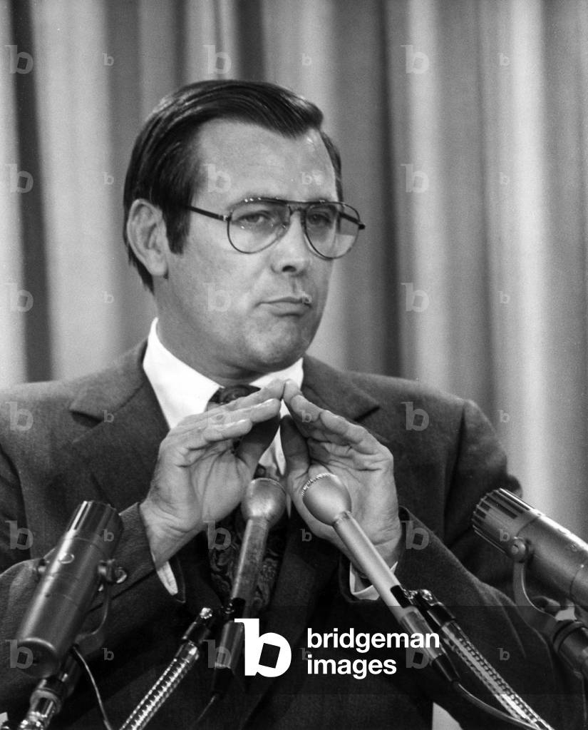 Donald Rumsfeld, American secretary of state to Defence, at press conference at Pentagone in Washington September 27, 1976