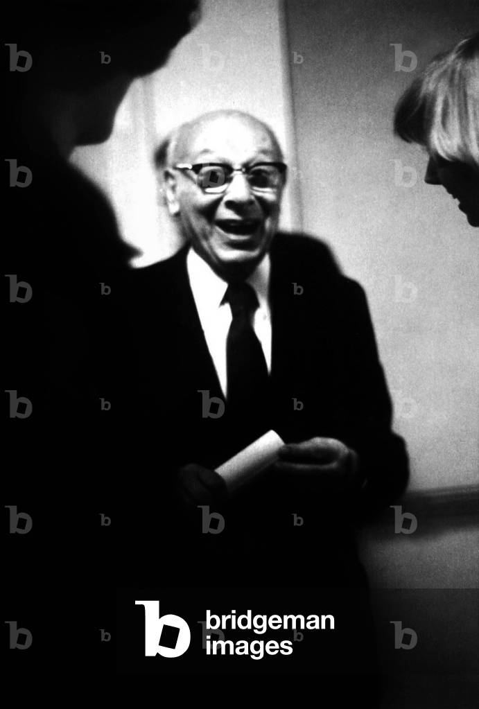 Docteur Bruno Bettelheim (1903-1990) American psychoanalyst of Austrian origin director of the Orthogeny School, his work is about mass behaviour , here c. 1974