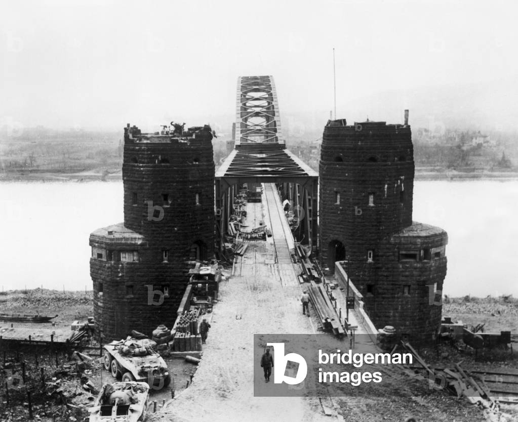 Remagen bridge in Germany used by Americans, March 1945