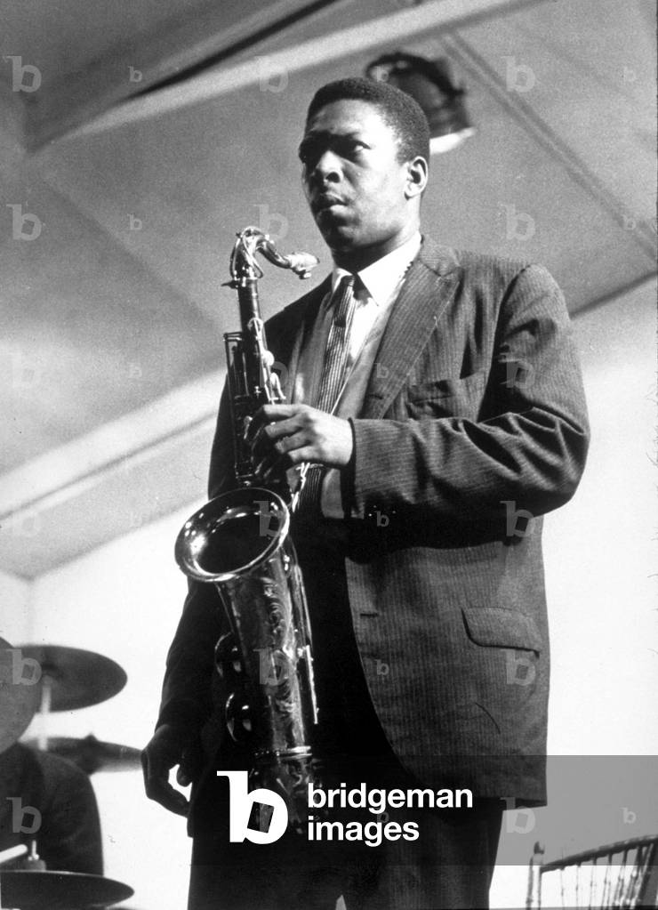 John Coltrane (1926-1967) saxophonist during a concert at Newport festival in 1958