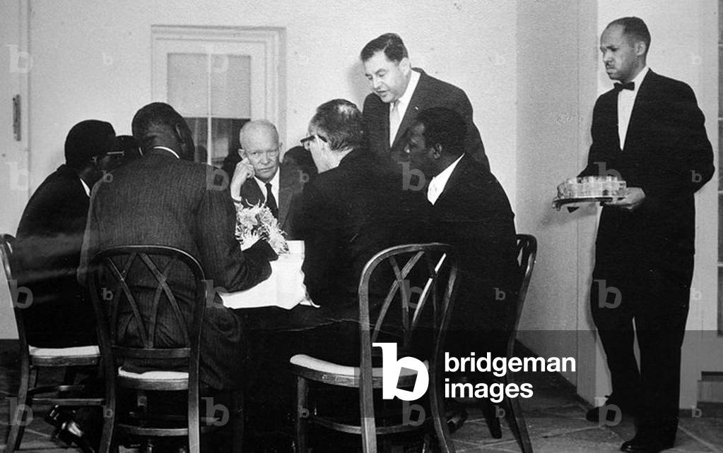 Eugene Allen (standing on r) here at time of President Dwight Ike