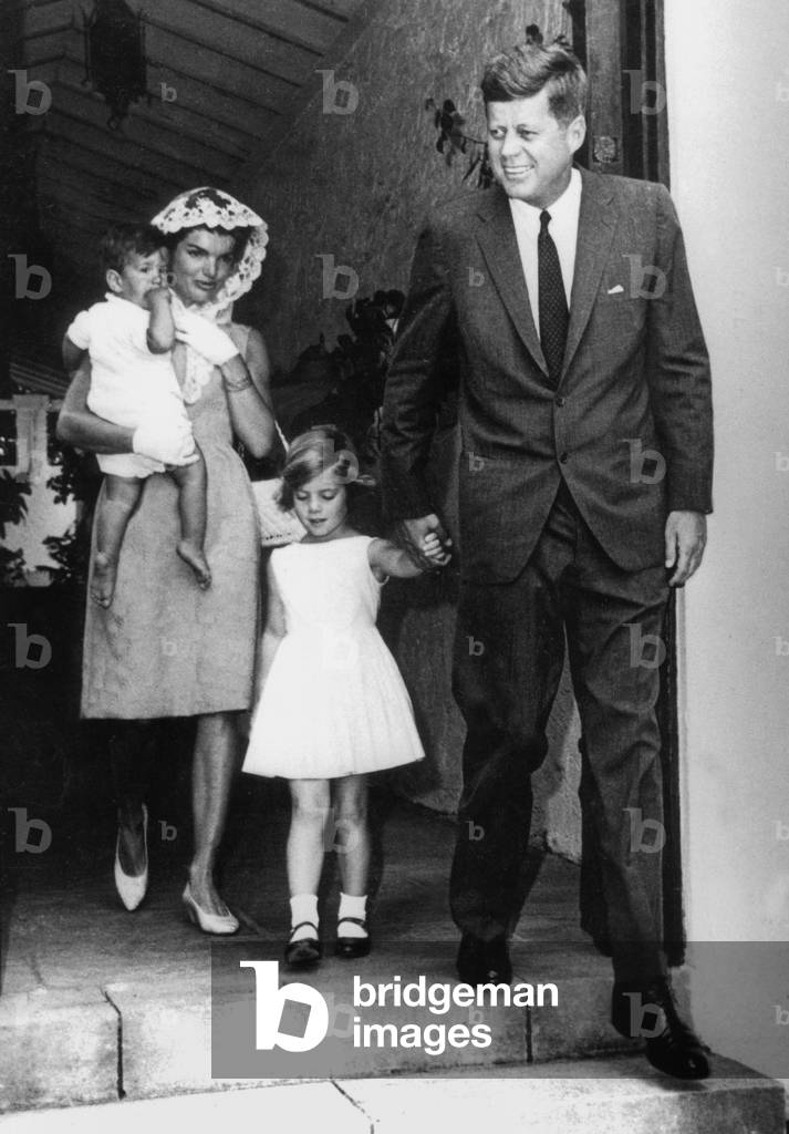 American President John Kennedy and wife Jackie with their children Caroline and John Fitzgerald Kennedy Jr July 1963
