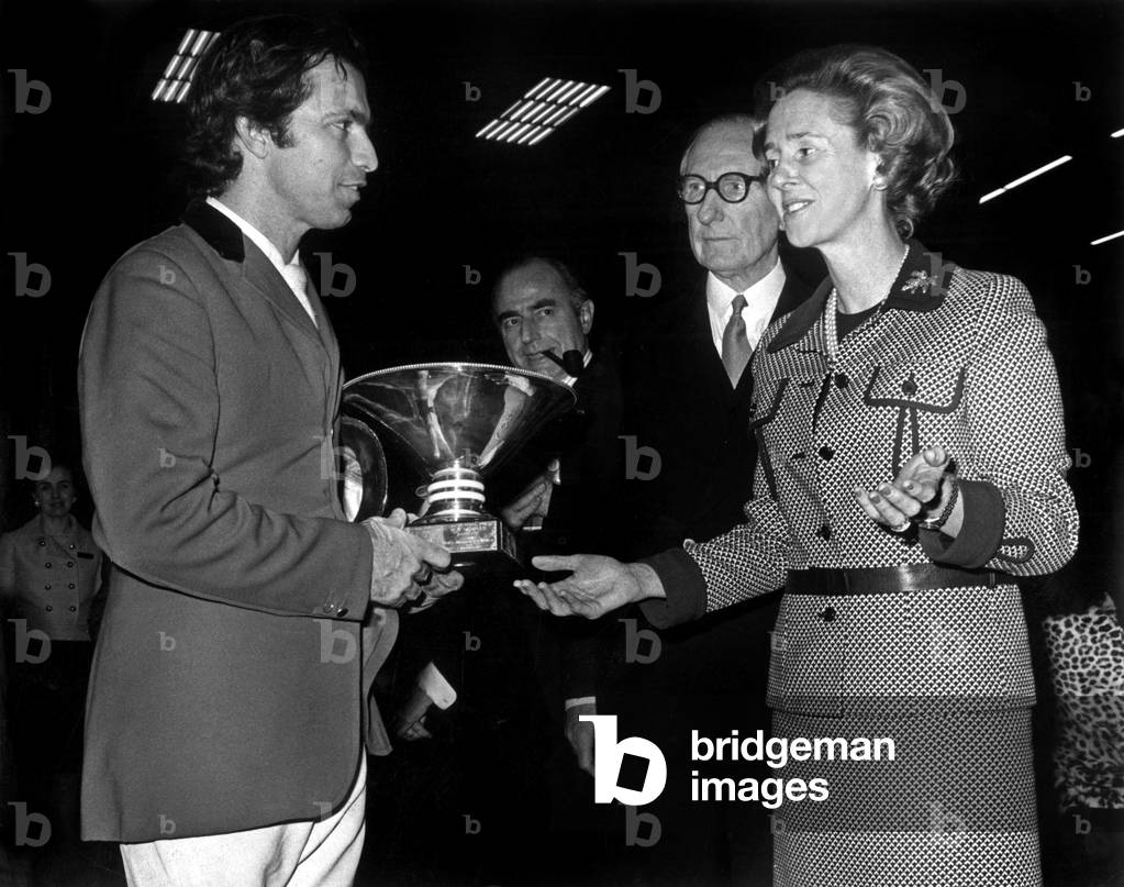 Nelson Pessoa, Brazilian equestrian with Queen Fabiola of Belgium December 20, 1973