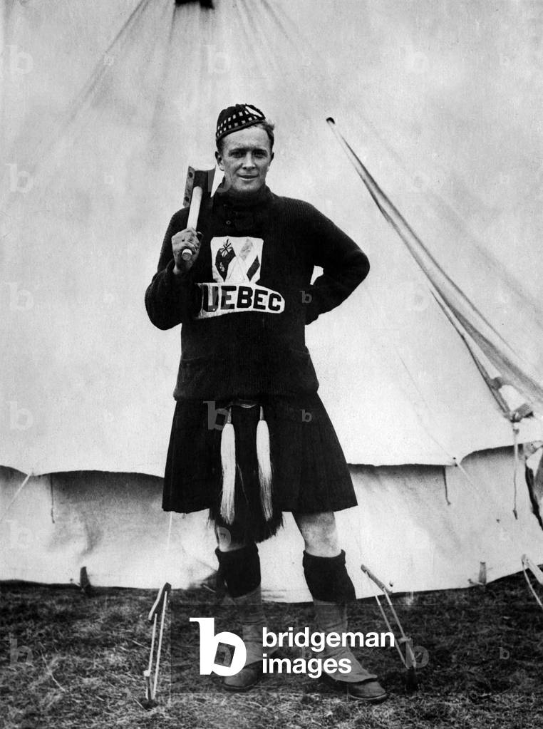 Canadian Soldier in a Quebec Jersey, Battle of Somme, 1916 (b/w photo)