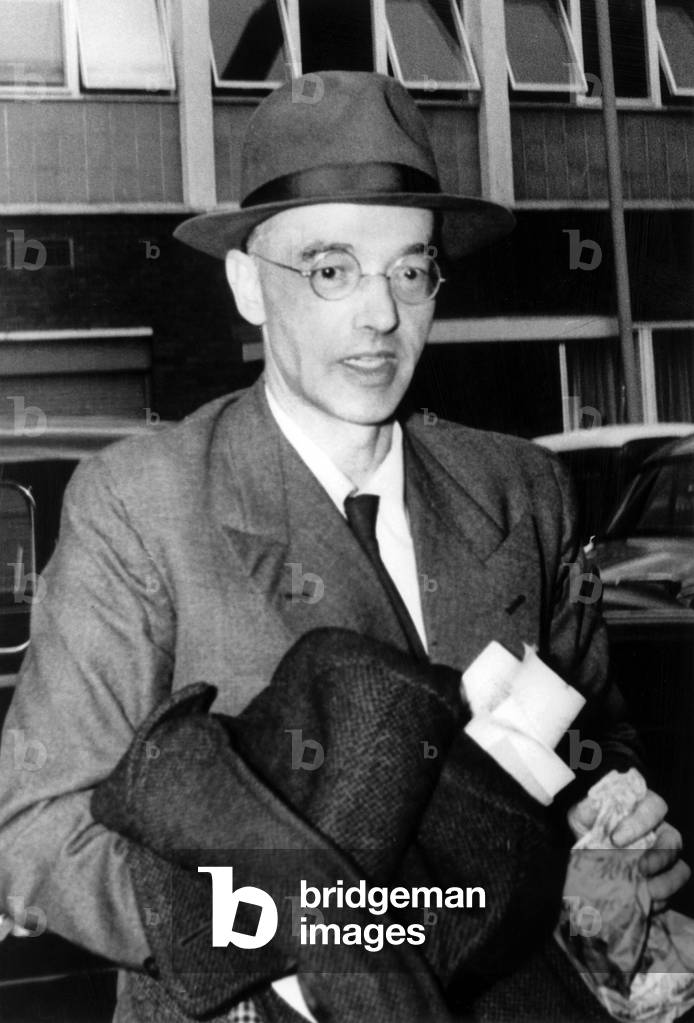 Atomic spy Klaus Fuchs just released from British prison and allowed to go to East Germany June 23, 1959