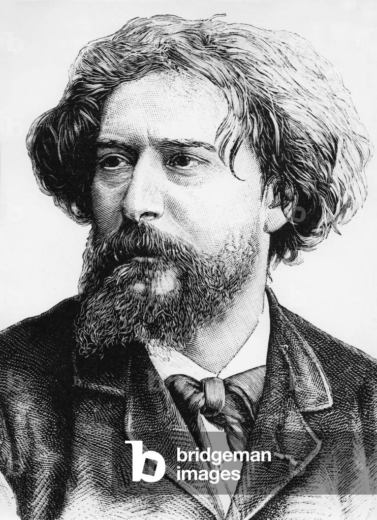 Alphonse Daudet (1840-1897) French writer, engraving, 1890