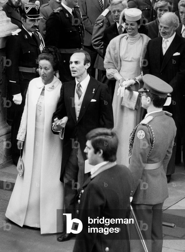 infante of Spain Margarita of Bourbon (born-blind) , daughter Juan of Bourbon and Battenberg count of Barcelone and of Maria de las Mercedes of Bourbon and Orleans, and sister of King  JuanCarlos , with husband Charles Zurita (Zurik Delgado) during visit in Brussels