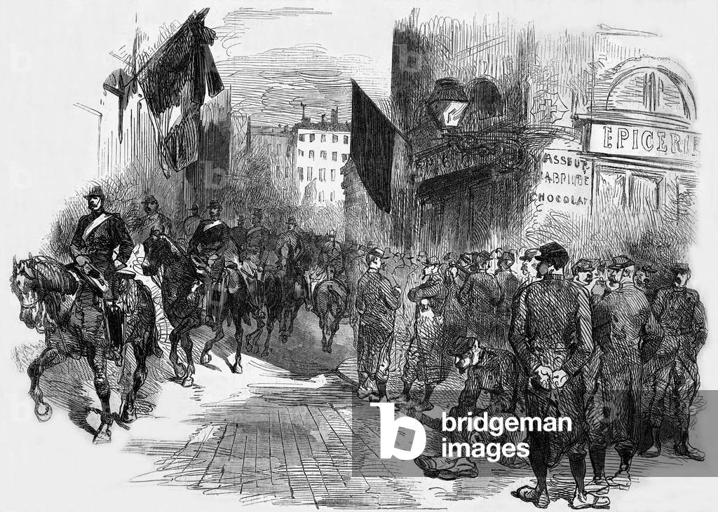 Occupation of Paris by Prussian troops, Rue du Bac, 1st March 1871 (engraving)