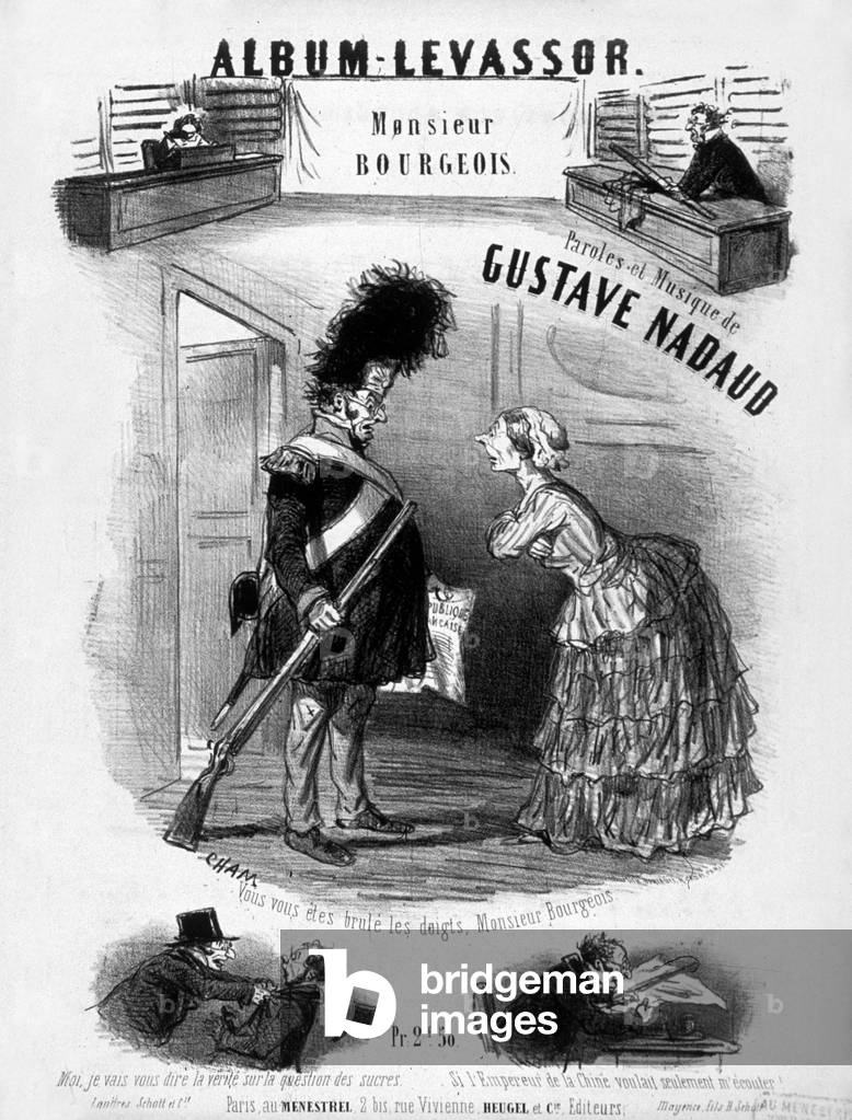 Sheet music cover for the album Levassor Monsieur Bourgeois lyrics and music by Gustave Nadaud